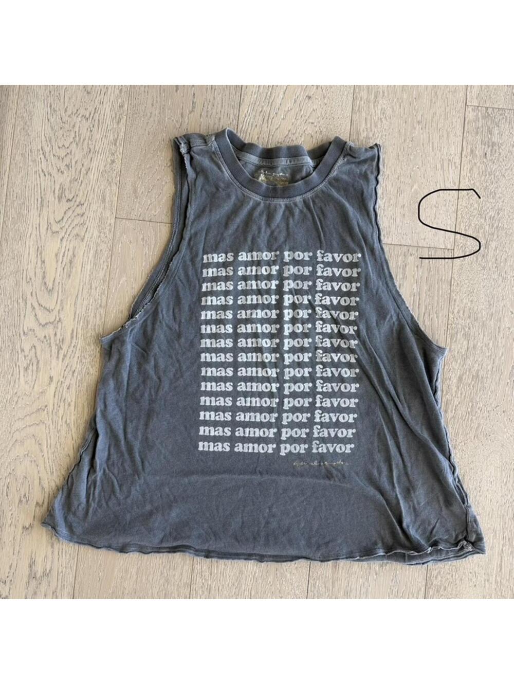 Spiritual Gangster Sleeveless Graphic Tank Top with 'mas amor por favor' S